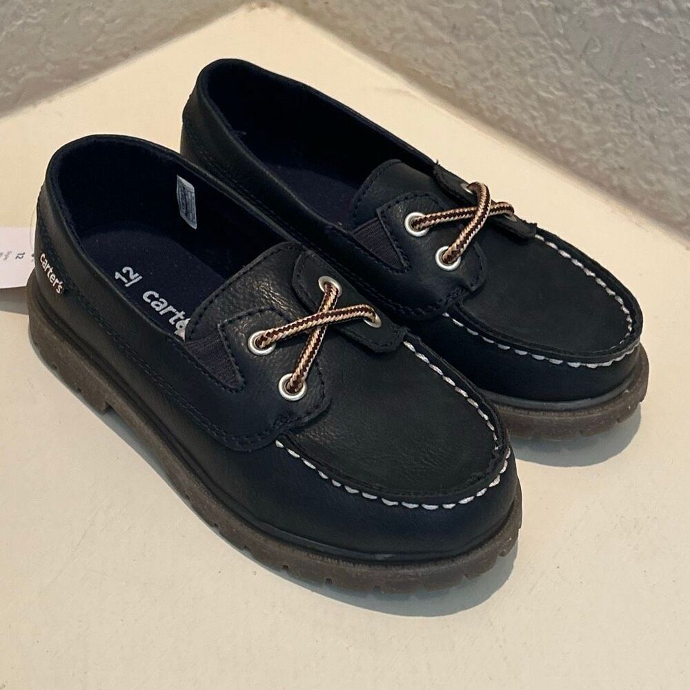 Carters Toddler Size 12 Mac Slip On Loafer Shoes Boat Navy Blue Preppy New